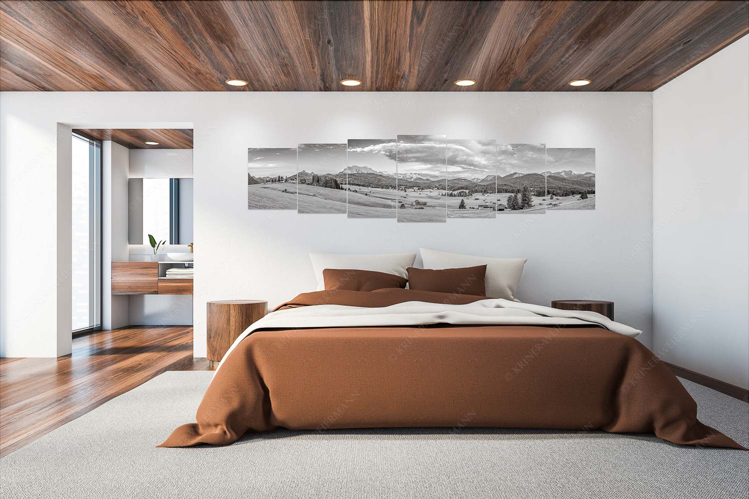 Wunderbares Werdenfels – Wandbild – 7er Split, Größe ca. 300x75cm, Seitenverhältnis 4:1 — Karwendel Wetterstein und Estergebirge Erstes Sonnenlicht am Zugspitzmassiv - Wunderbares Werdenfels - Wandbild - 7er Split, Größe ca. 300x75cm, Seitenverhältnis 4:1 - Karwendel Wetterstein und Estergebirge - weitere Infos unter https://www.kriner-weiermann.de