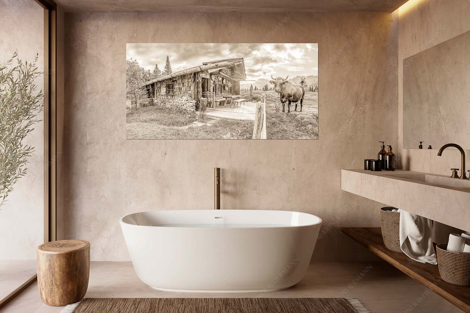 Malerische Almhütte bei Mittenwald mit Karwendel - Almbiente II - Wandbild - Größe ca. 180x90cm, Seitenverhältnis 2:1 - Mittenwald Alm Buckelwiesen Karwendel - weitere Infos unter https://www.kriner-weiermann.de