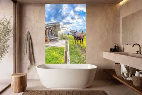 Malerische Almhütte bei Mittenwald mit Karwendel - Almbiente II - Wandbild - Größe ca. 160x240cm, Seitenverhältnis 2:3 - Mittenwald Alm Buckelwiesen Karwendel - weitere Infos unter https://www.kriner-weiermann.de