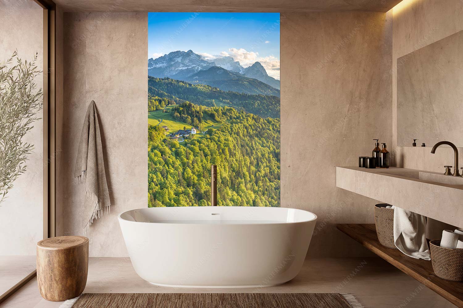 Alpendorf – Wandbild – Größe ca. 160x240cm, Seitenverhältnis 2:3 — Wamberg mit Wetterstein Blick über die Ortschaft Wamberg zum Zugspitzmassiv im Wettersteingebirge - Alpendorf - Wandbild - Größe ca. 160x240cm, Seitenverhältnis 2:3 - Wamberg mit Wetterstein - weitere Infos unter https://www.kriner-weiermann.de