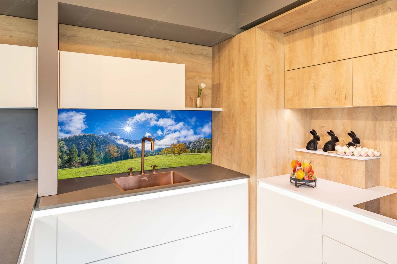 Extravaganz – Küchenrückwand – Größe ca. 150x60cm, Seitenverhältnis 2,5:1 — Herbstfärbung im Karwendel Das Rontal mit dem Stock der Östlichen Karwendelspitze - Extravaganz - Küchenrückwand - Größe ca. 150x60cm, Seitenverhältnis 2,5:1 - Herbstfärbung im Karwendel - weitere Infos unter https://www.kriner-weiermann.de