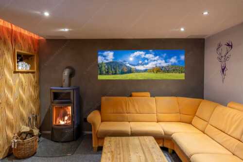 Das Rontal mit dem Stock der Östlichen Karwendelspitze - Extravaganz - Wandbild - Größe ca. 180x60cm, Seitenverhältnis 3:1 - Herbstfärbung im Karwendel - weitere Infos unter https://www.kriner-weiermann.de