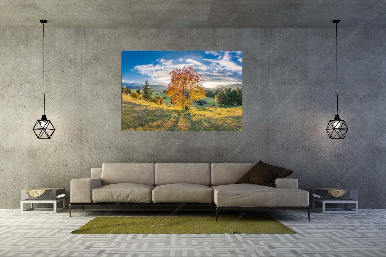 Goldene Zeiten – Wandbild – Größe ca. 180x120cm, Seitenverhältnis 3:2 — Buckelwiesen Alpenwelt Karwendel Herbststimmung an den Buckelwiesen zwischen Krün und Mittenwald - Goldene Zeiten - Wandbild - Größe ca. 180x120cm, Seitenverhältnis 3:2 - Buckelwiesen Alpenwelt Karwendel - weitere Infos unter https://www.kriner-weiermann.de
