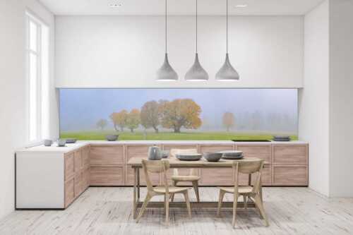 Ein wunderschönes Ahorn-Ensemble im Rontal - Individualität - Küchenrückwand - Größe ca. 400x100cm, Seitenverhältnis 4:1 - Bergahorn im Karwendelgebirge - weitere Infos unter https://www.kriner-weiermann.de