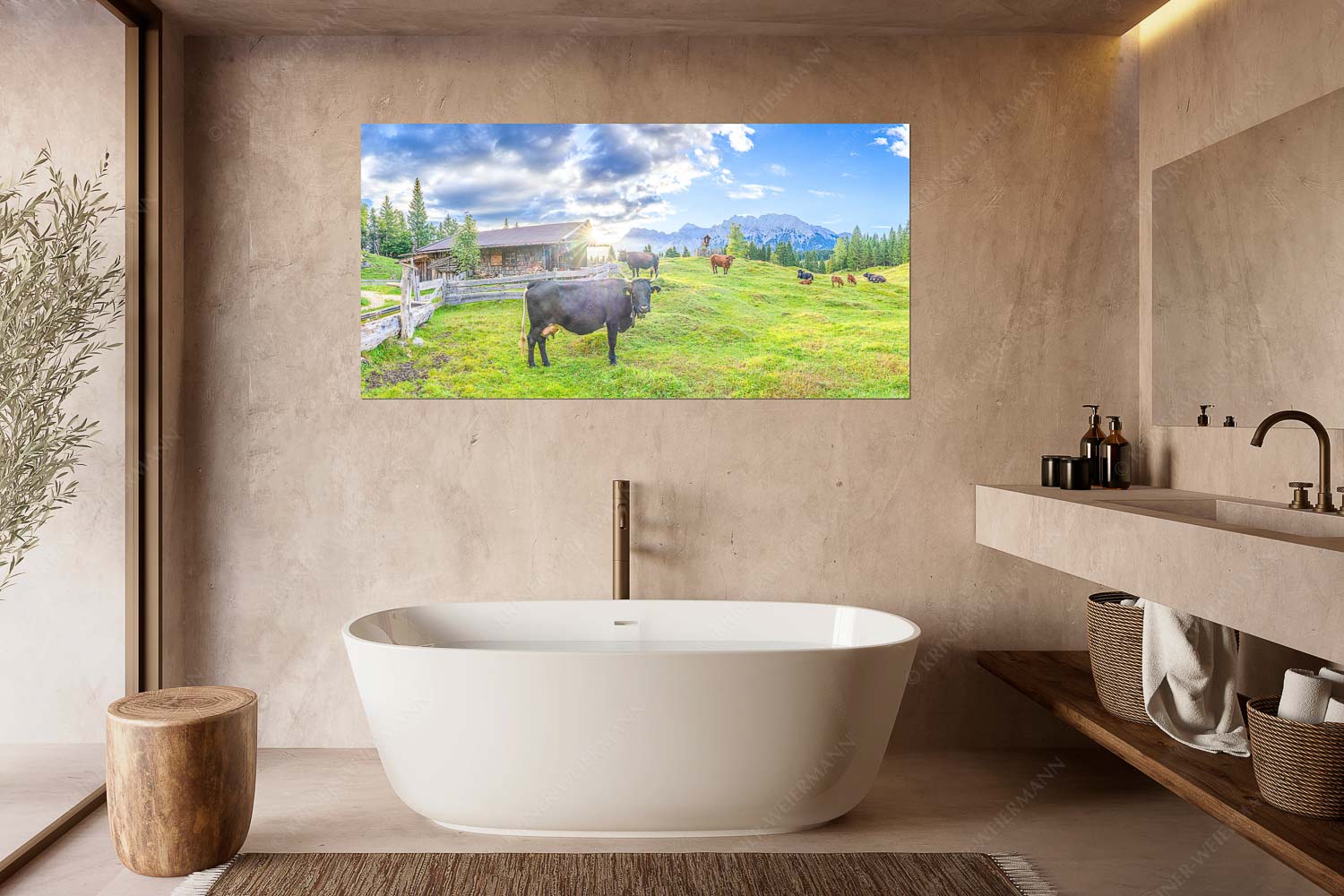 Malerische Almhütte bei Mittenwald mit Karwendel - Oimarisch VIII - Wandbild - Größe ca. 180x90cm, Seitenverhältnis 2:1 - Mittenwald Alm Buckelwiesen Karwendel - weitere Infos unter https://www.kriner-weiermann.de