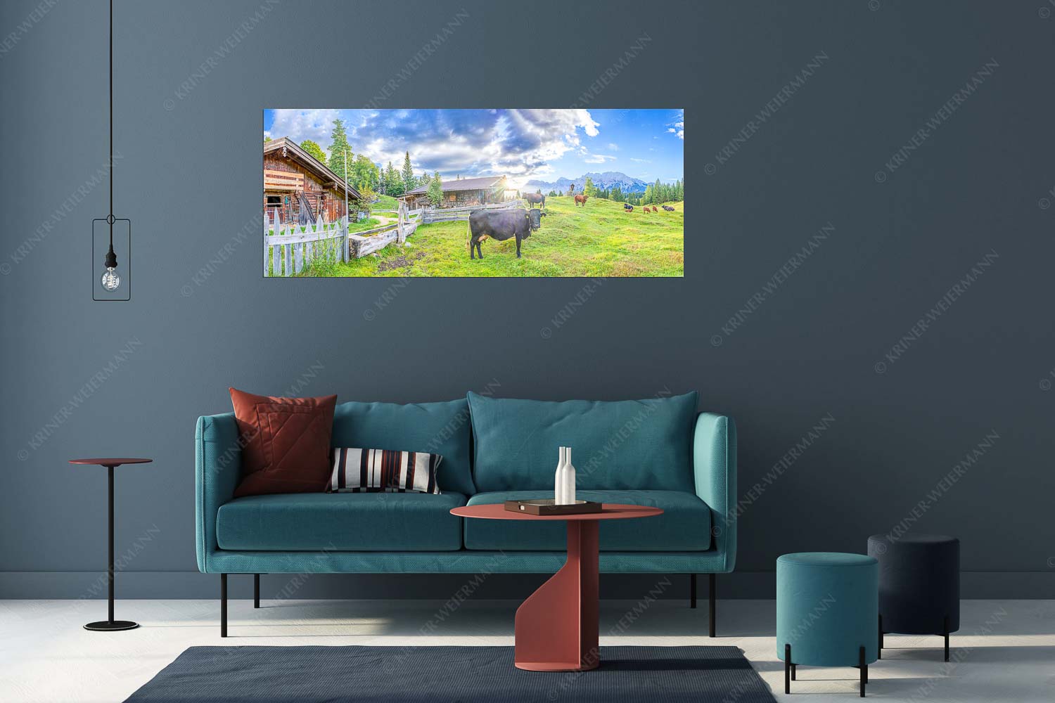 Malerische Almhütte bei Mittenwald mit Karwendel - Oimarisch VIII - Wandbild - Größe ca. 175x70cm, Seitenverhältnis 2,5:1 - Mittenwald Alm Buckelwiesen Karwendel - weitere Infos unter https://www.kriner-weiermann.de