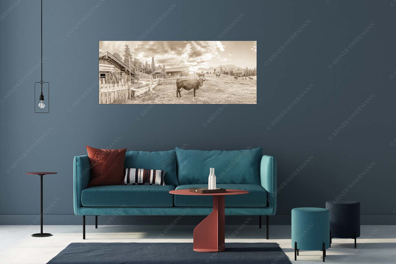 Malerische Almhütte bei Mittenwald mit Karwendel - Oimarisch VIII - Wandbild - Größe ca. 175x70cm, Seitenverhältnis 2,5:1 - Mittenwald Alm Buckelwiesen Karwendel - weitere Infos unter https://www.kriner-weiermann.de