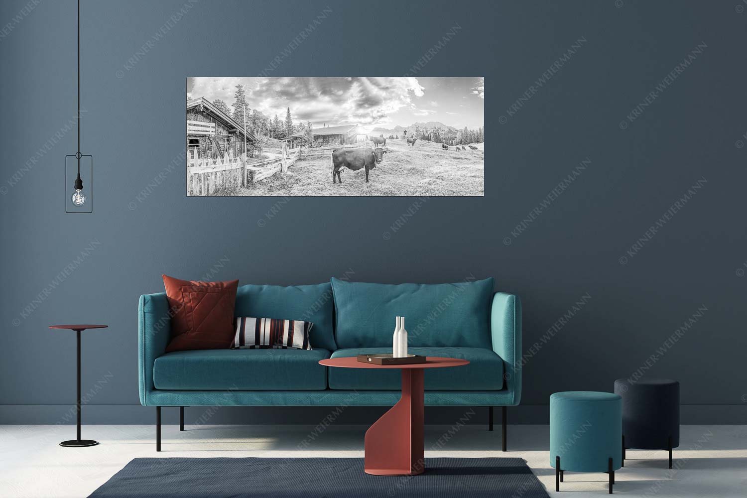 Malerische Almhütte bei Mittenwald mit Karwendel - Oimarisch VIII - Wandbild - Größe ca. 175x70cm, Seitenverhältnis 2,5:1 - Mittenwald Alm Buckelwiesen Karwendel - weitere Infos unter https://www.kriner-weiermann.de