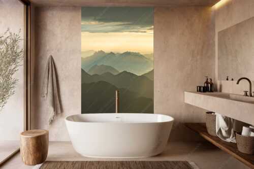 Blick von der Zugspitze über Thannheimer Berge in den Sonnenuntergang - Shining - Wandbild - Größe ca. 160x240cm, Seitenverhältnis 2: - Silhouetten Abendstimmung auf der Zugspitze - weitere Infos unter https://www.kriner-weiermann.de