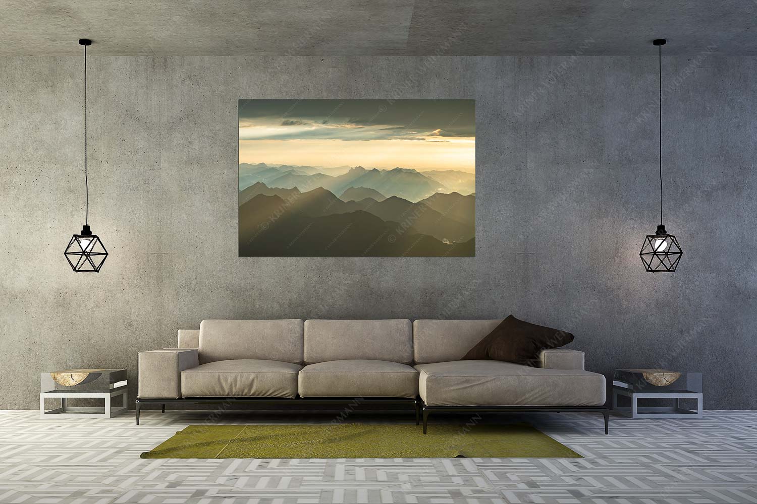 Shining – Wandbild – Größe ca. 180x120cm, Seitenverhältnis 3: — Silhouetten Abendstimmung auf der Zugspitze Blick von der Zugspitze über Thannheimer Berge in den Sonnenuntergang - Shining - Wandbild - Größe ca. 180x120cm, Seitenverhältnis 3: - Silhouetten Abendstimmung auf der Zugspitze - weitere Infos unter https://www.kriner-weiermann.de