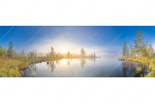 Blick über den Barmsee zum Sonnenaufgang im Soierngebirge - Barmseenebel - Seitenverhältnis 3:1 - Barmsee Krün - weitere Infos unter https://www.kriner-weiermann.de