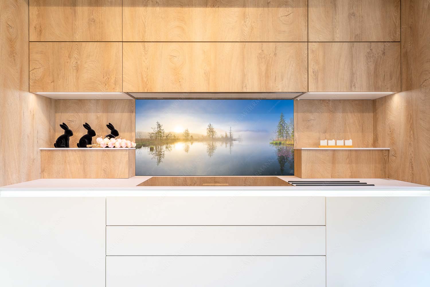 Blick über den Barmsee zum Sonnenaufgang im Soierngebirge - Barmseenebel - Küchenrückwand - Größe ca. 120x60cm, Seitenverhältnis 2:1 - Barmsee Krün - weitere Infos unter https://www.kriner-weiermann.de