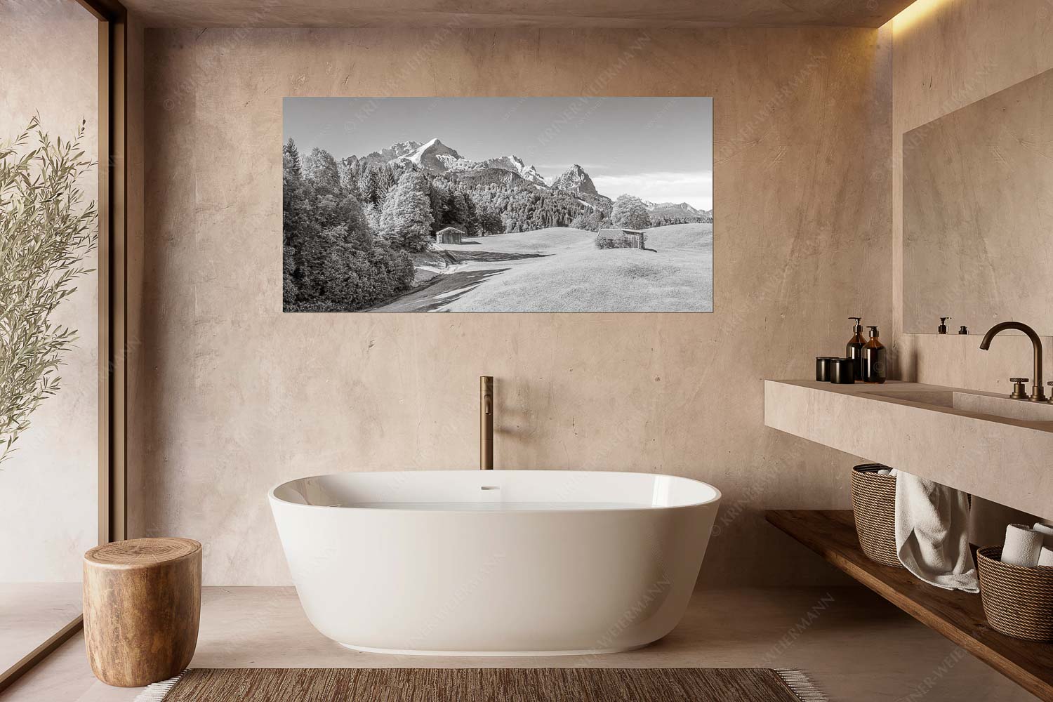 Herbstanfang – Wandbild – Größe ca. 180x90cm, Seitenverhältnis 2:1 — Alpspitze Zugspitze Waxenstein Wiesen bei Wamberg mit Blick zum Zugspitzmassiv - Herbstanfang - Wandbild - Größe ca. 180x90cm, Seitenverhältnis 2:1 - Alpspitze Zugspitze Waxenstein - weitere Infos unter https://www.kriner-weiermann.de