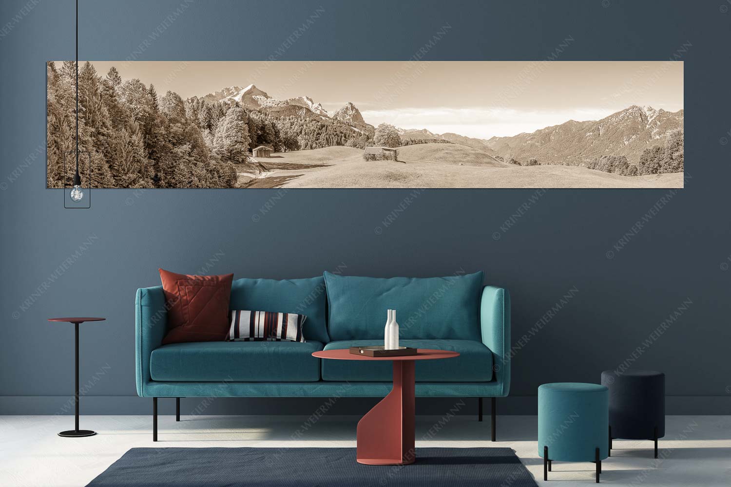 Herbstanfang – Wandbild – Größe ca. 350x70cm, Seitenverhältnis 5:1 — Alpspitze Zugspitze Waxenstein Wiesen bei Wamberg mit Blick zum Zugspitzmassiv - Herbstanfang - Wandbild - Größe ca. 350x70cm, Seitenverhältnis 5:1 - Alpspitze Zugspitze Waxenstein - weitere Infos unter https://www.kriner-weiermann.de