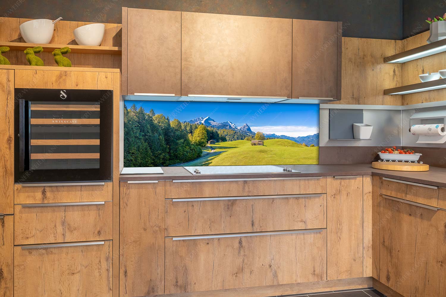 Herbstanfang – Küchenrückwand – Größe ca. 180x60cm, Seitenverhältnis 3:1 — Alpspitze Zugspitze Waxenstein Wiesen bei Wamberg mit Blick zum Zugspitzmassiv - Herbstanfang - Küchenrückwand - Größe ca. 180x60cm, Seitenverhältnis 3:1 - Alpspitze Zugspitze Waxenstein - weitere Infos unter https://www.kriner-weiermann.de