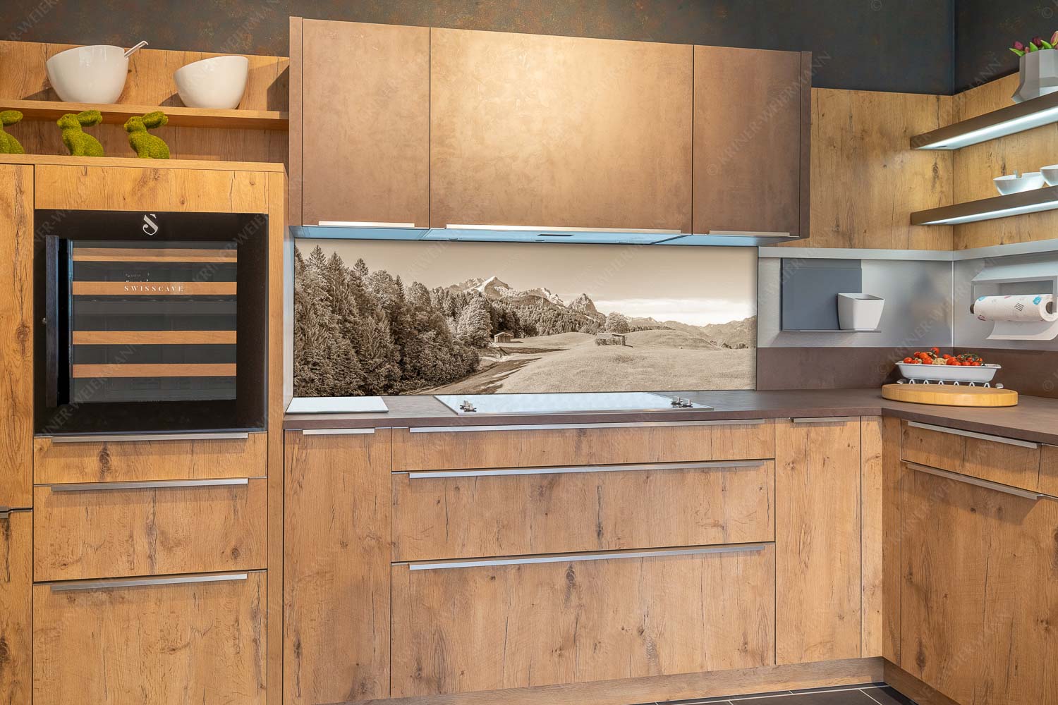 Herbstanfang – Küchenrückwand – Größe ca. 180x60cm, Seitenverhältnis 3:1 — Alpspitze Zugspitze Waxenstein Wiesen bei Wamberg mit Blick zum Zugspitzmassiv - Herbstanfang - Küchenrückwand - Größe ca. 180x60cm, Seitenverhältnis 3:1 - Alpspitze Zugspitze Waxenstein - weitere Infos unter https://www.kriner-weiermann.de