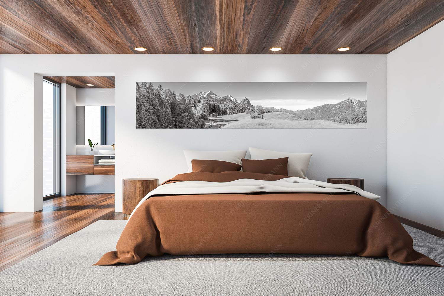 Herbstanfang – Wandbild – Größe ca. 300x60cm, Seitenverhältnis 5:1 — Alpspitze Zugspitze Waxenstein Wiesen bei Wamberg mit Blick zum Zugspitzmassiv - Herbstanfang - Wandbild - Größe ca. 300x60cm, Seitenverhältnis 5:1 - Alpspitze Zugspitze Waxenstein - weitere Infos unter https://www.kriner-weiermann.de