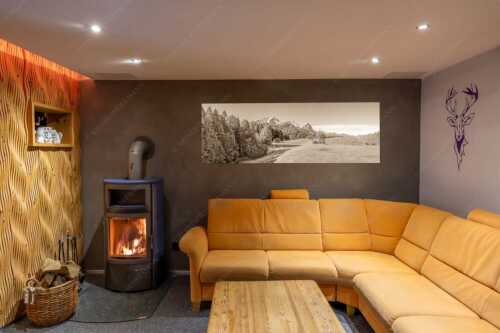 Wiesen bei Wamberg mit Blick zum Zugspitzmassiv - Herbstanfang - Wandbild - Größe ca. 180x60cm, Seitenverhältnis 3:1 - Alpspitze Zugspitze Waxenstein - weitere Infos unter https://www.kriner-weiermann.de