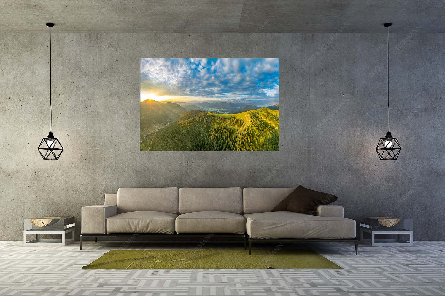 Licht über dem Land – Wandbild – Größe ca. 180x120cm, Seitenverhältnis 3:2 — Hirschhörnlkopf Pfundalm Benediktenwand Sonnenaufgang über Benediktenwand mit Jachenau und Walchensee - Licht über dem Land - Wandbild - Größe ca. 180x120cm, Seitenverhältnis 3:2 - Hirschhörnlkopf Pfundalm Benediktenwand - weitere Infos unter https://www.kriner-weiermann.de