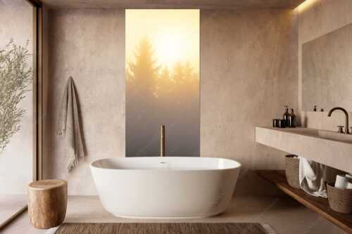 Sonnenaufgang im Nebel - Lichtwerden - Wandbild - Größe ca. 100x200cm, Seitenverhältnis 1:2 - Sonne Nebel Wald - weitere Infos unter https://www.kriner-weiermann.de