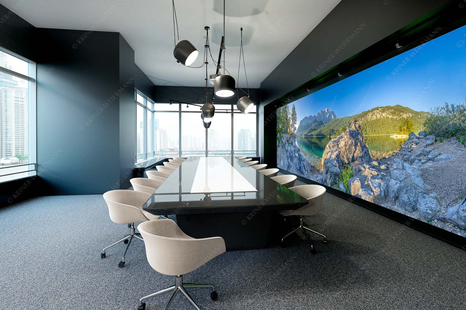 Ruhe vor dem Sturm – Akustikbild – Größe ca. 600x200cm, Seitenverhältnis 3:1 — Eibsee Zugspitze Wetterstein Blick über den Eibsee zur Zugspitze - Ruhe vor dem Sturm - Akustikbild - Größe ca. 600x200cm, Seitenverhältnis 3:1 - Eibsee Zugspitze Wetterstein - weitere Infos unter https://www.kriner-weiermann.de