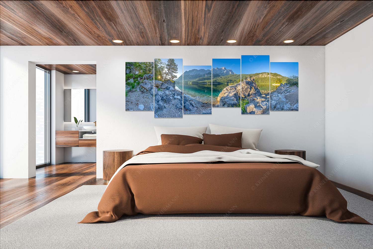 Ruhe vor dem Sturm – Wandbild – 6er Split, Größe ca. 280x112cm, Seitenverhältnis 2,5:1 — Eibsee Zugspitze Wetterstein Blick über den Eibsee zur Zugspitze - Ruhe vor dem Sturm - Wandbild - 6er Split, Größe ca. 280x112cm, Seitenverhältnis 2,5:1 - Eibsee Zugspitze Wetterstein - weitere Infos unter https://www.kriner-weiermann.de