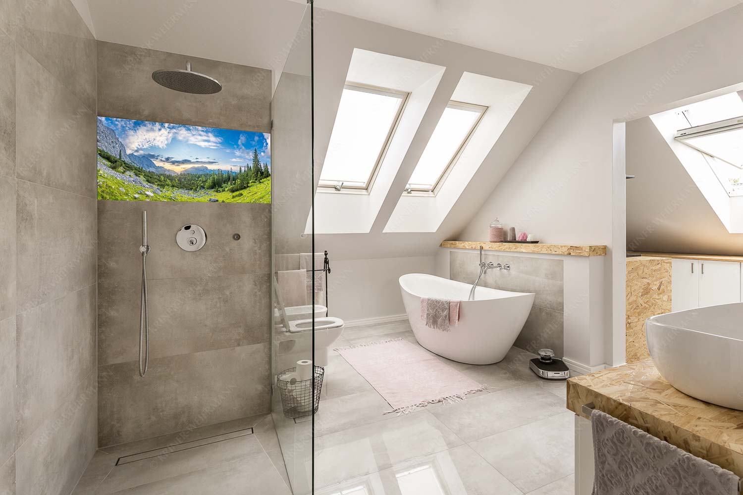 Schea – Glasbild – Größe ca. 100x50cm, Seitenverhältnis 2:1 — Karwendel Soiern Blick zum Sonnenuntergang an der Reißenden Lahnspitze - Schea - Glasbild - Größe ca. 100x50cm, Seitenverhältnis 2:1 - Karwendel Soiern - weitere Infos unter https://www.kriner-weiermann.de