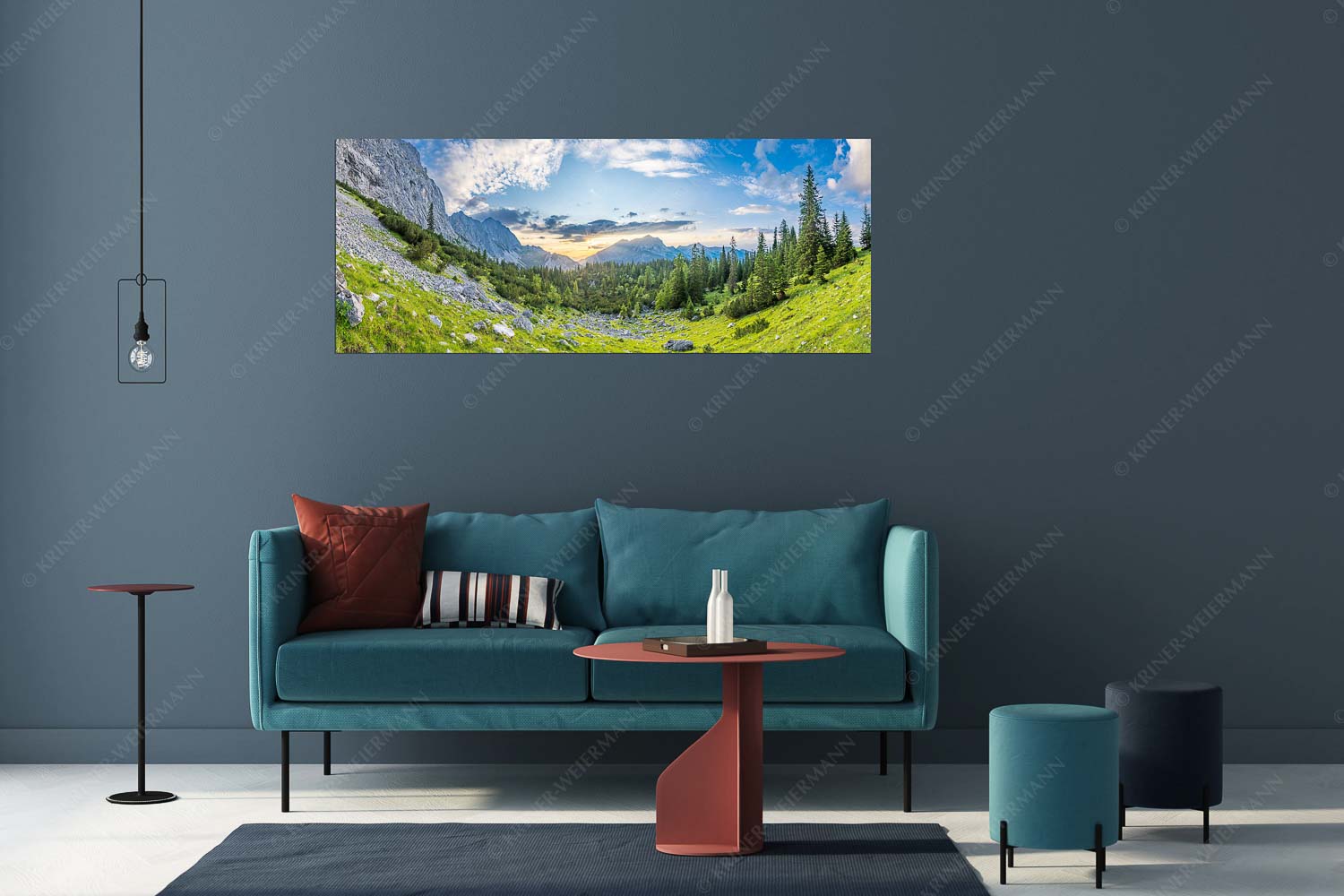 Schea – Wandbild – Größe ca. 175x70cm, Seitenverhältnis 2,5:1 — Karwendel Soiern Blick zum Sonnenuntergang an der Reißenden Lahnspitze - Schea - Wandbild - Größe ca. 175x70cm, Seitenverhältnis 2,5:1 - Karwendel Soiern - weitere Infos unter https://www.kriner-weiermann.de