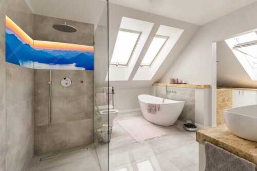 Blick über den Walchensee zur Benediktenwand und der Jachenau - Walchenseesilhouetten - LED-Leuchtbild - 2-Teilig, Größe ca. 240x60cm, Seitenverhältnis 4:1 - Walchensee Jachenau Benediktenwand - weitere Infos unter https://www.kriner-weiermann.de