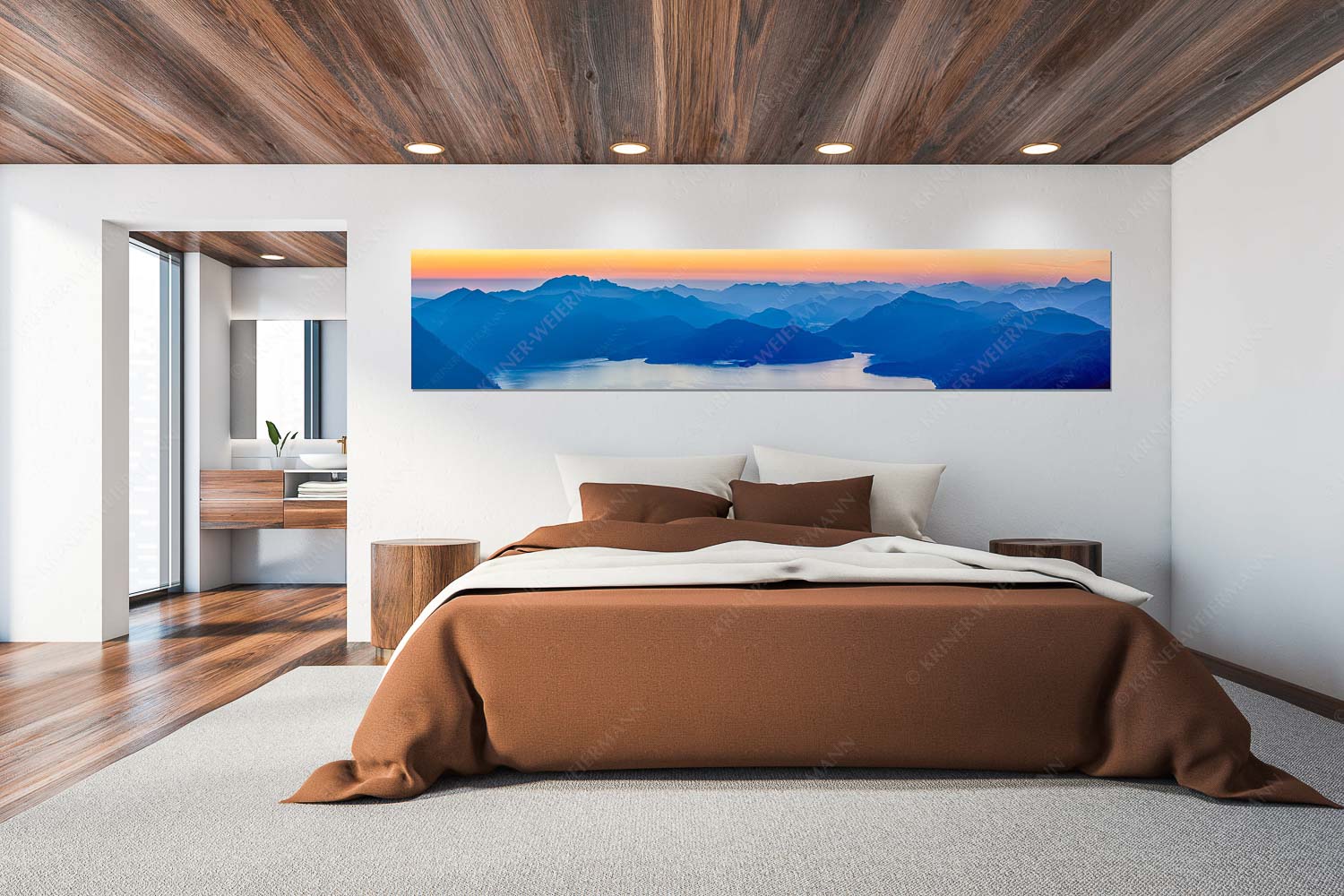 Walchenseesilhouetten – Wandbild – Größe ca. 300x60cm, Seitenverhältnis 5:1 — Walchensee Jachenau Benediktenwand Blick über den Walchensee zur Benediktenwand und der Jachenau - Walchenseesilhouetten - Wandbild - Größe ca. 300x60cm, Seitenverhältnis 5:1 - Walchensee Jachenau Benediktenwand - weitere Infos unter https://www.kriner-weiermann.de