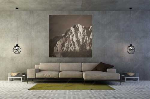 Winterlicher Wörner im Karwendel bei Sonnenuntergang - Alaska Style - Wandbild - Größe ca. 160x160cm, Seitenverhältnis 1:1 - Karwendel-Wörner - weitere Infos unter https://www.kriner-weiermann.de