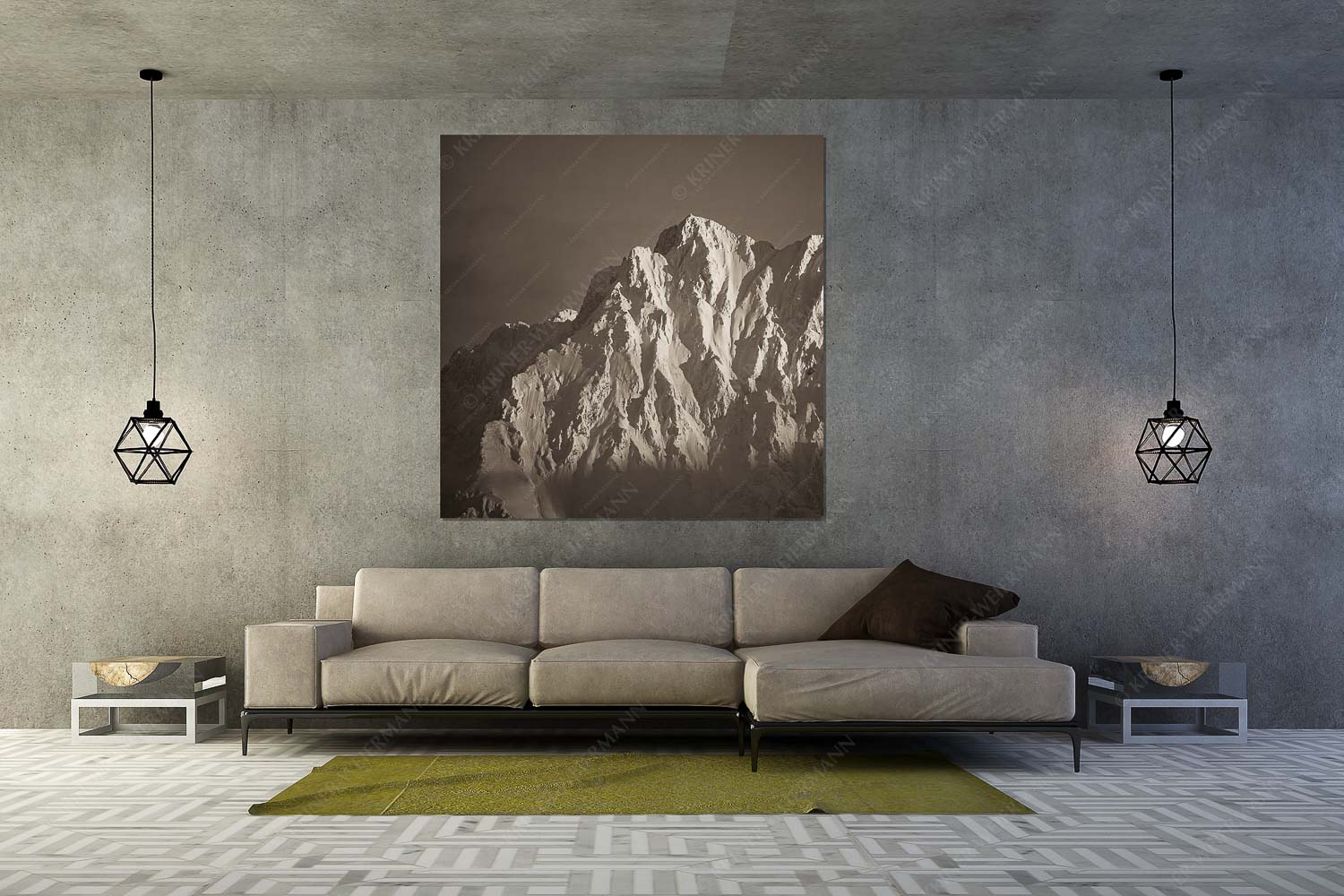 Winterlicher Wörner im Karwendel bei Sonnenuntergang - Alaska Style - Wandbild - Größe ca. 160x160cm, Seitenverhältnis 1:1 - Karwendel-Wörner - weitere Infos unter https://www.kriner-weiermann.de