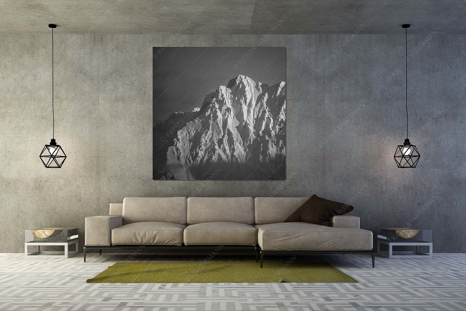 Winterlicher Wörner im Karwendel bei Sonnenuntergang - Alaska Style - Wandbild - Größe ca. 160x160cm, Seitenverhältnis 1:1 - Karwendel-Wörner - weitere Infos unter https://www.kriner-weiermann.de