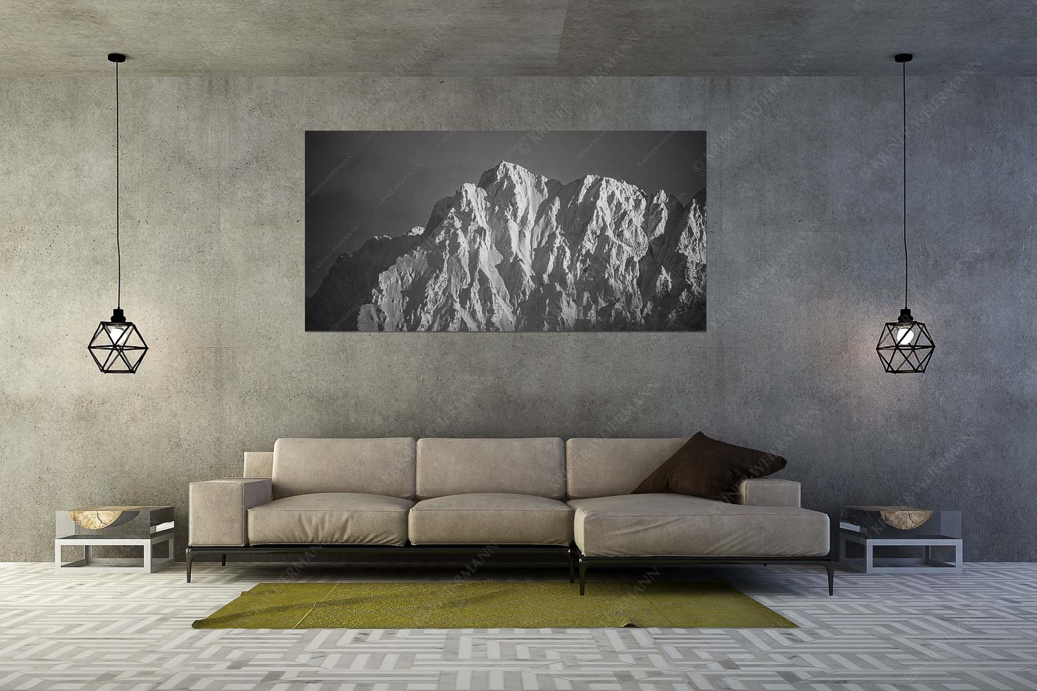 Alaska Style – Wandbild – Größe ca. 200x100cm, Seitenverhältnis 2:1 — Karwendel-Wörner Winterlicher Wörner im Karwendel bei Sonnenuntergang - Alaska Style - Wandbild - Größe ca. 200x100cm, Seitenverhältnis 2:1 - Karwendel-Wörner - weitere Infos unter https://www.kriner-weiermann.de