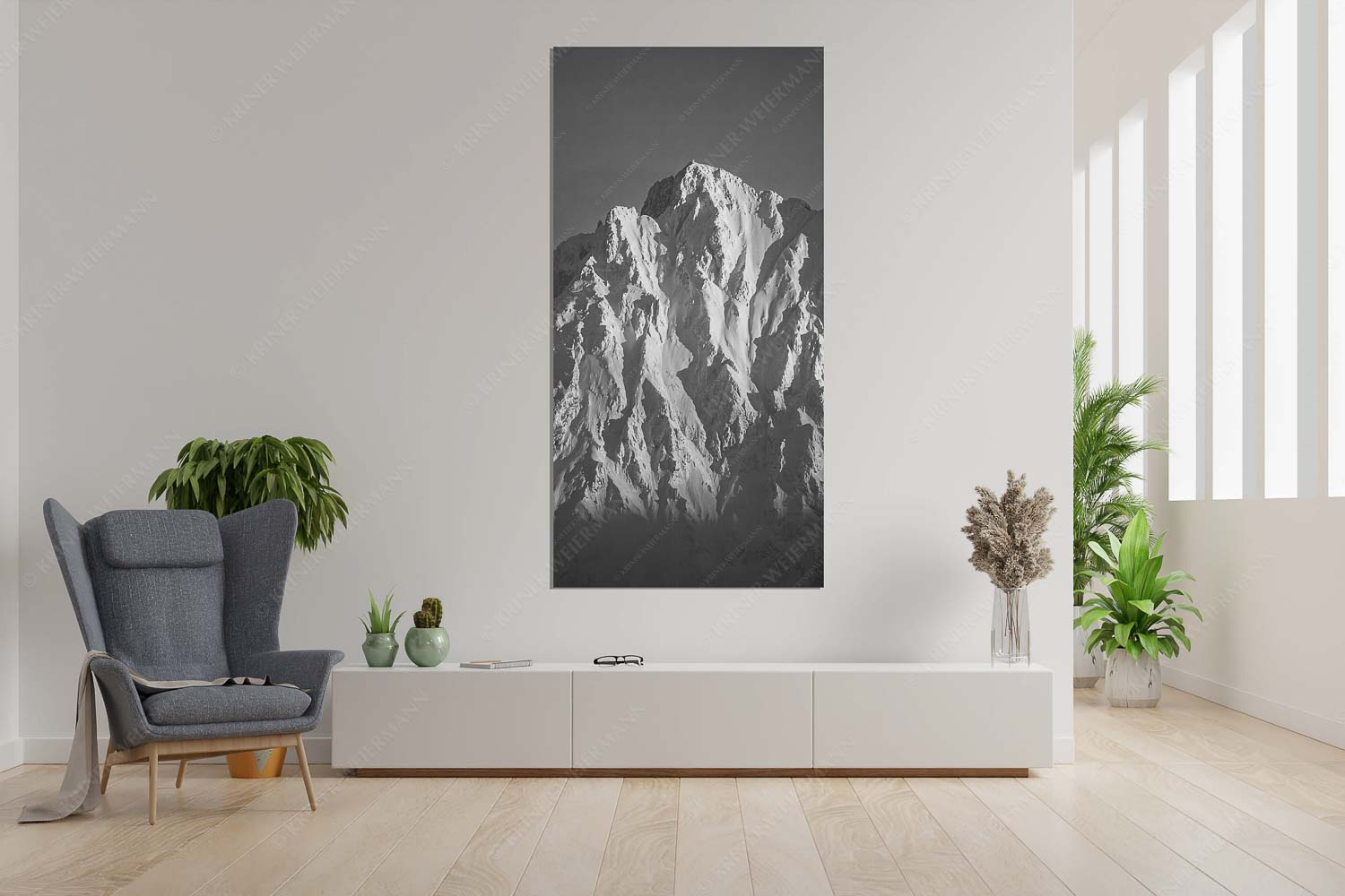 Alaska Style – Wandbild – Größe ca. 90x180cm, Seitenverhältnis 1:2 — Karwendel-Wörner Winterlicher Wörner im Karwendel bei Sonnenuntergang - Alaska Style - Wandbild - Größe ca. 90x180cm, Seitenverhältnis 1:2 - Karwendel-Wörner - weitere Infos unter https://www.kriner-weiermann.de