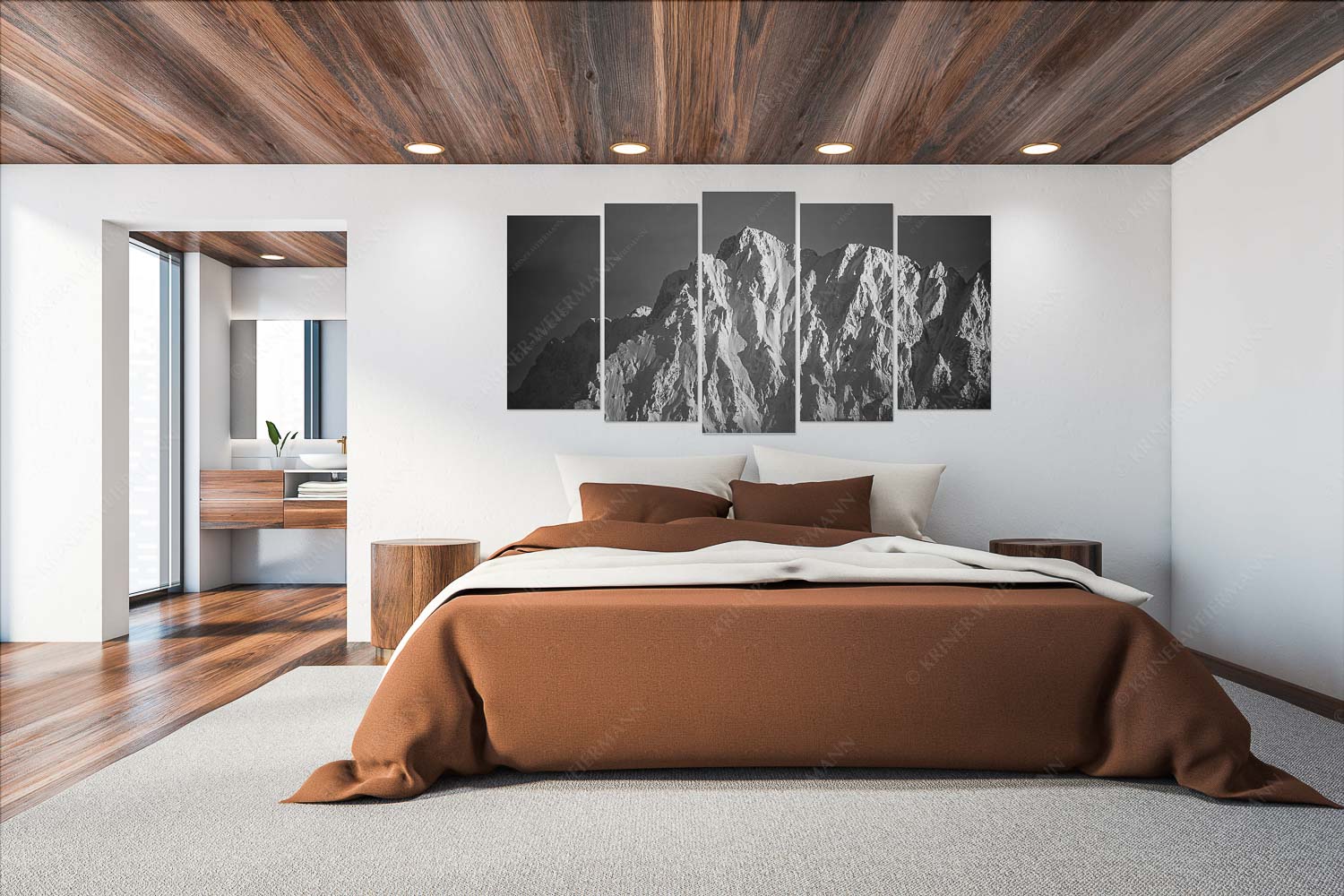 Alaska Style – Wandbild – 5er Split, Größe ca. 200x100cm, Seitenverhältnis 2:1 — Karwendel-Wörner Winterlicher Wörner im Karwendel bei Sonnenuntergang - Alaska Style - Wandbild - 5er Split, Größe ca. 200x100cm, Seitenverhältnis 2:1 - Karwendel-Wörner - weitere Infos unter https://www.kriner-weiermann.de