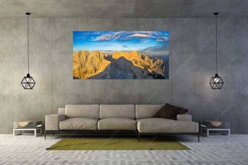 Blick von Alpspitze über Jubiläumsgrat zur Zugspitze - Alpspitzschatten - Wandbild - Größe ca. 200x100cm, Seitenverhältnis 2:1 - Hochblassen Jubiläumsgrat Zugspitze - weitere Infos unter https://www.kriner-weiermann.de
