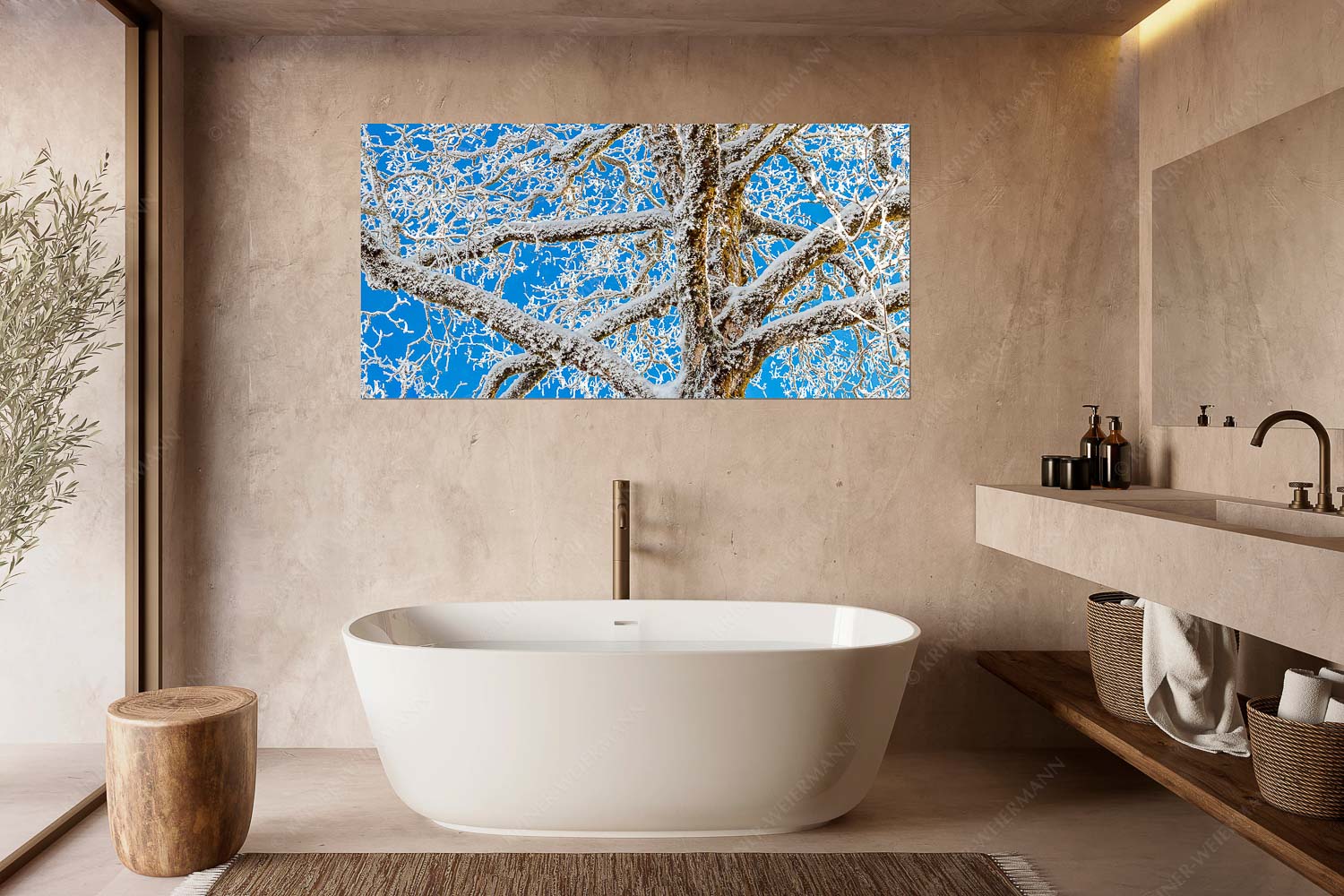 Geäst – Wandbild – Größe ca. 180x90cm, Seitenverhältnis 2:1 — Ahornbaum Winter Neuschnee an altem Ahornbaum - Geäst - Wandbild - Größe ca. 180x90cm, Seitenverhältnis 2:1 - Ahornbaum Winter - weitere Infos unter https://www.kriner-weiermann.de