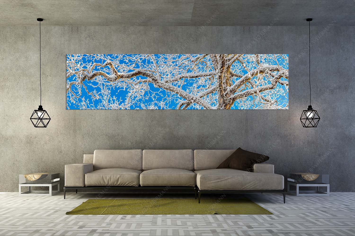 Geäst – Wandbild – Größe ca. 320x80cm, Seitenverhältnis 4:1 — Ahornbaum Winter Neuschnee an altem Ahornbaum - Geäst - Wandbild - Größe ca. 320x80cm, Seitenverhältnis 4:1 - Ahornbaum Winter - weitere Infos unter https://www.kriner-weiermann.de