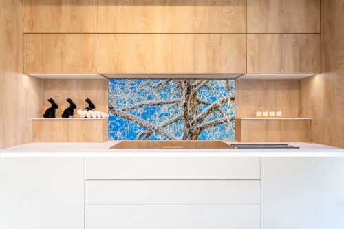 Neuschnee an altem Ahornbaum - Geäst - Küchenrückwand - Größe ca. 120x60cm, Seitenverhältnis 2:1 - Ahornbaum Winter - weitere Infos unter https://www.kriner-weiermann.de