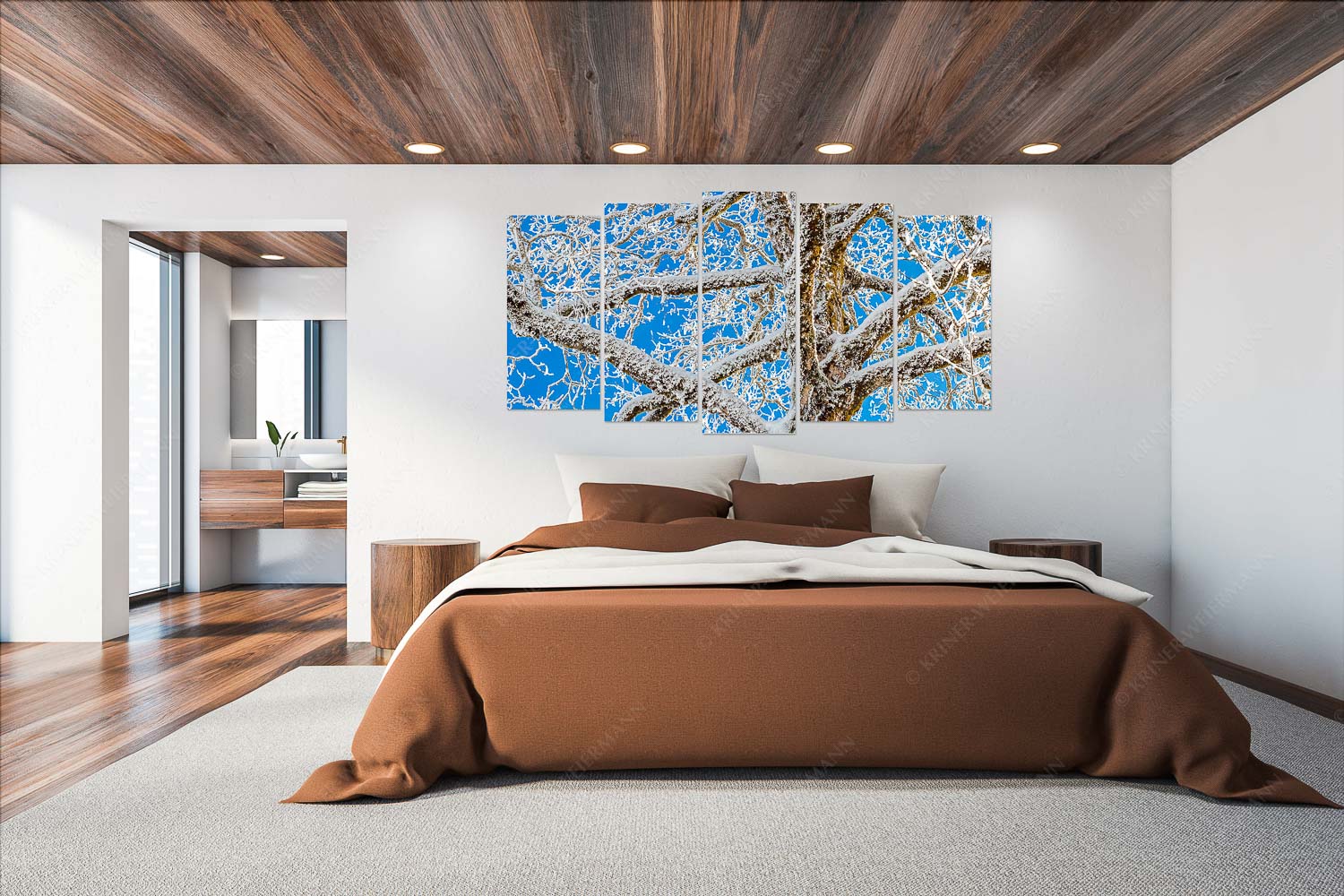 Geäst – Wandbild – 5er Split, Größe ca. 200x100cm, Seitenverhältnis 2:1 — Ahornbaum Winter Neuschnee an altem Ahornbaum - Geäst - Wandbild - 5er Split, Größe ca. 200x100cm, Seitenverhältnis 2:1 - Ahornbaum Winter - weitere Infos unter https://www.kriner-weiermann.de