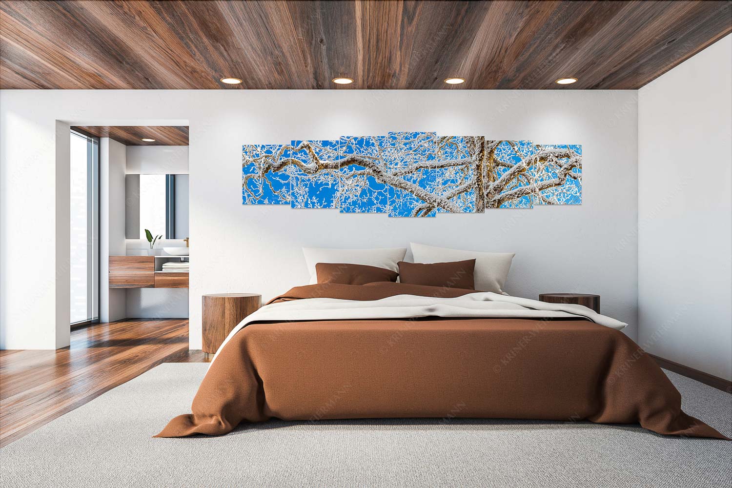 Geäst – Wandbild – 7er Split, Größe ca. 300x75cm, Seitenverhältnis 4:1 — Ahornbaum Winter Neuschnee an altem Ahornbaum - Geäst - Wandbild - 7er Split, Größe ca. 300x75cm, Seitenverhältnis 4:1 - Ahornbaum Winter - weitere Infos unter https://www.kriner-weiermann.de