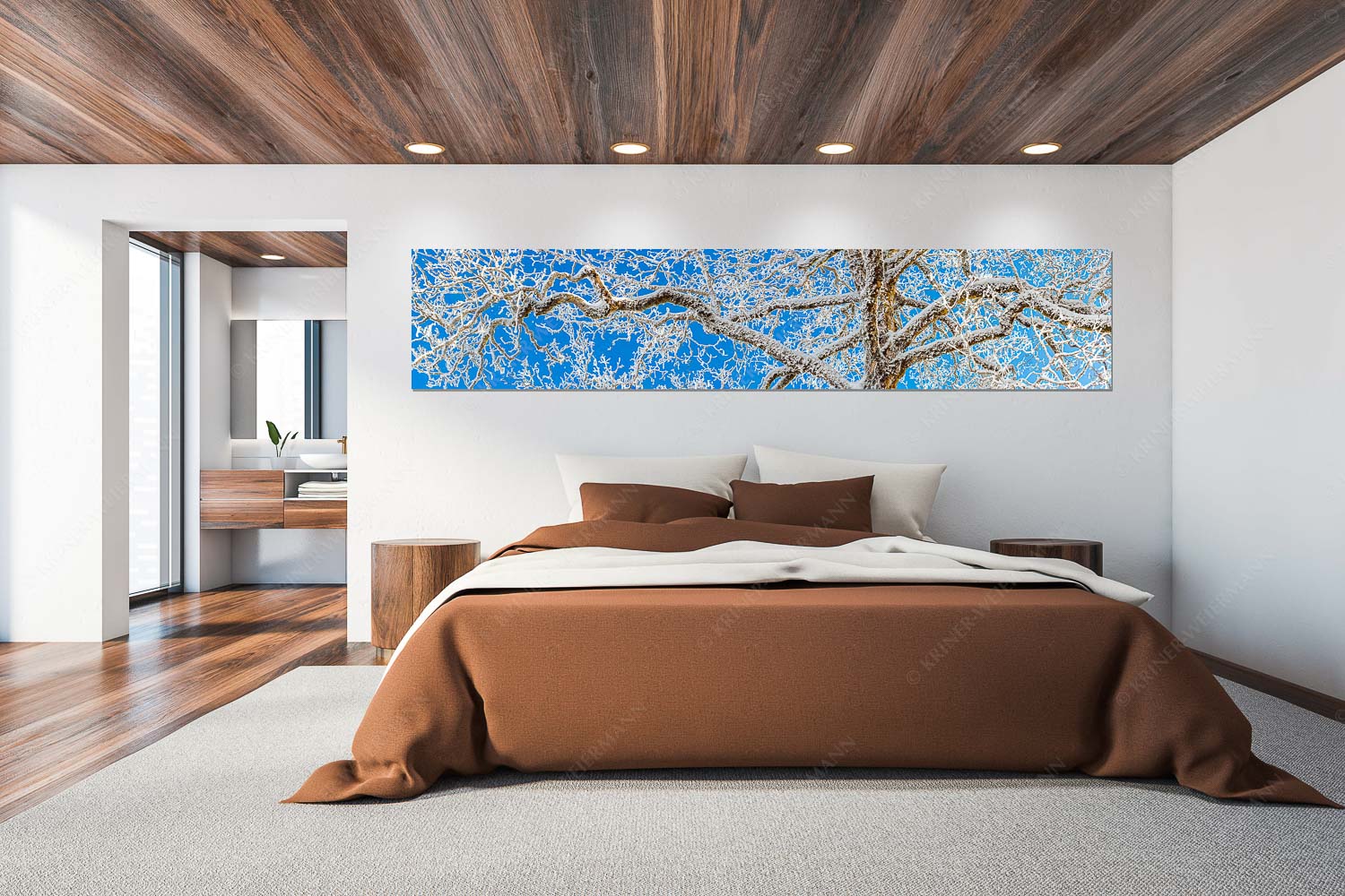 Neuschnee an altem Ahornbaum - Geäst - Wandbild - Größe ca. 300x60cm, Seitenverhältnis 5:1 - Ahornbaum Winter - weitere Infos unter https://www.kriner-weiermann.de