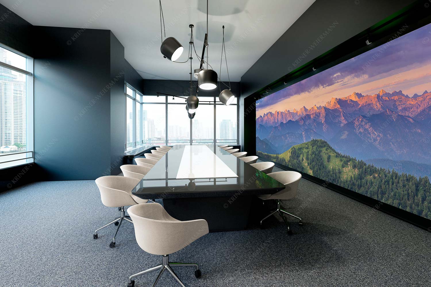 Karwendel Erwacht – Akustikbild – Größe ca. 600x200cm, Seitenverhältnis 3:1 — Alpines Morgenpanorama Panoramablick auf die Nordwände des Karwendels im ersten Morgenlicht - Karwendel Erwacht - Akustikbild - Größe ca. 600x200cm, Seitenverhältnis 3:1 - Alpines Morgenpanorama - weitere Infos unter https://www.kriner-weiermann.de