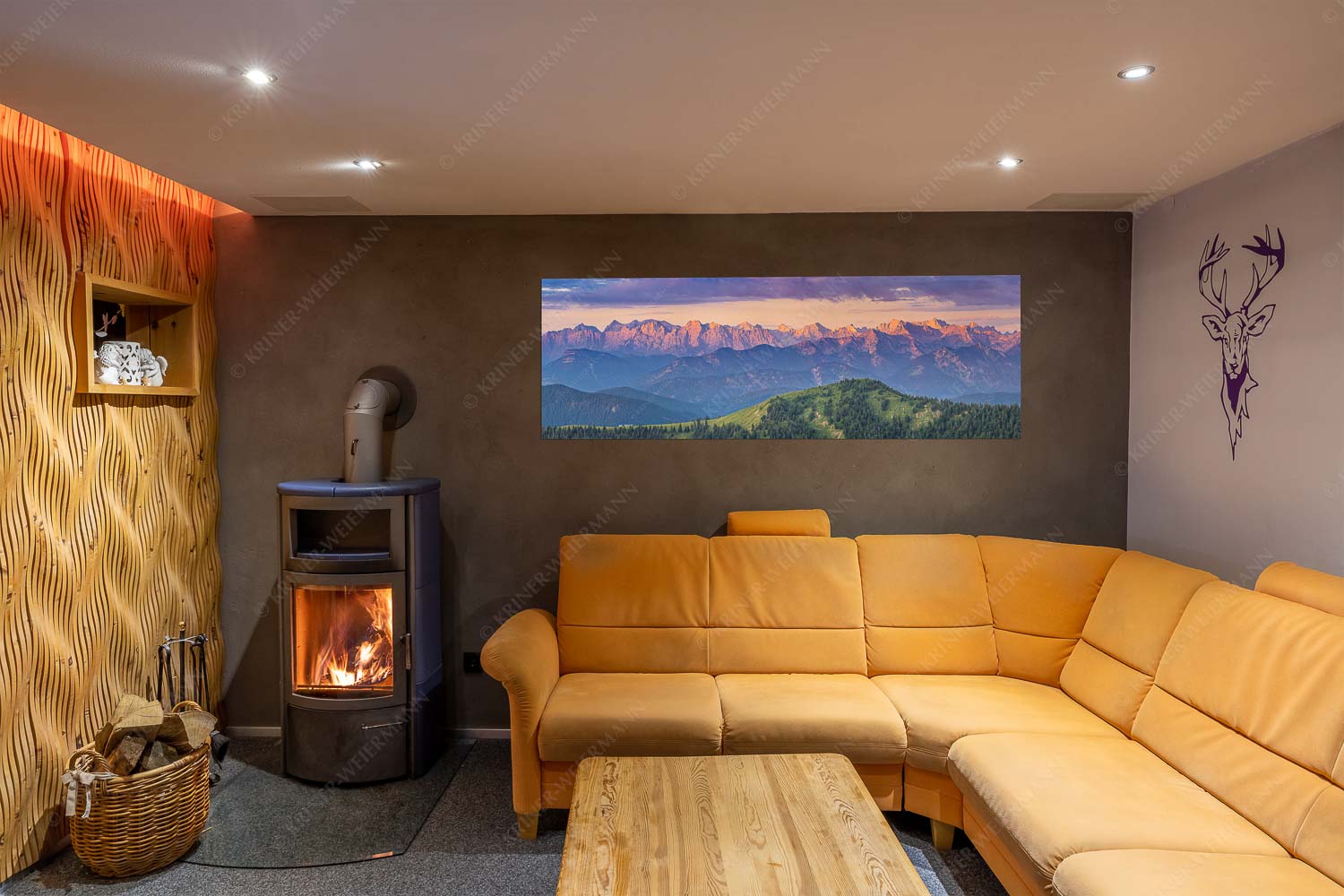 Karwendel Erwacht – Wandbild – Größe ca. 180x60cm, Seitenverhältnis 3:1 — Alpines Morgenpanorama Panoramablick auf die Nordwände des Karwendels im ersten Morgenlicht - Karwendel Erwacht - Wandbild - Größe ca. 180x60cm, Seitenverhältnis 3:1 - Alpines Morgenpanorama - weitere Infos unter https://www.kriner-weiermann.de