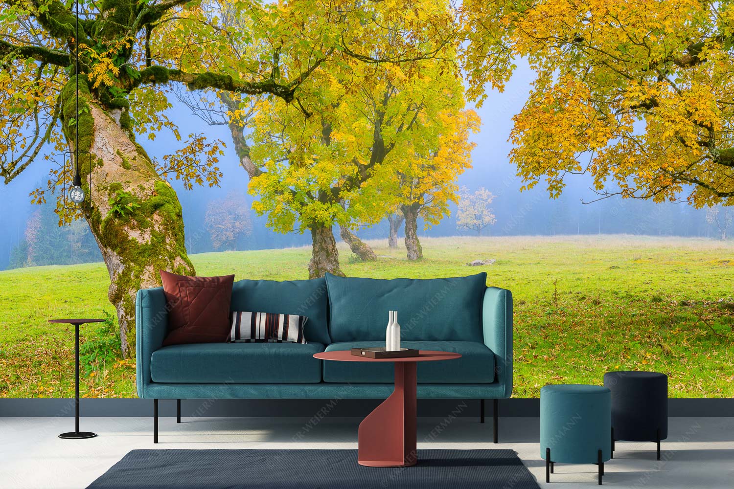 Stille Farben – Fototapete – Größe ca. 400x200cm, Seitenverhältnis 2:1 — Bergahorne Herbst Karwend Bergahorne in herbstlicher Pracht im Karwendelgebirge - Stille Farben - Fototapete - Größe ca. 400x200cm, Seitenverhältnis 2:1 - Bergahorne Herbst Karwend - weitere Infos unter https://www.kriner-weiermann.de