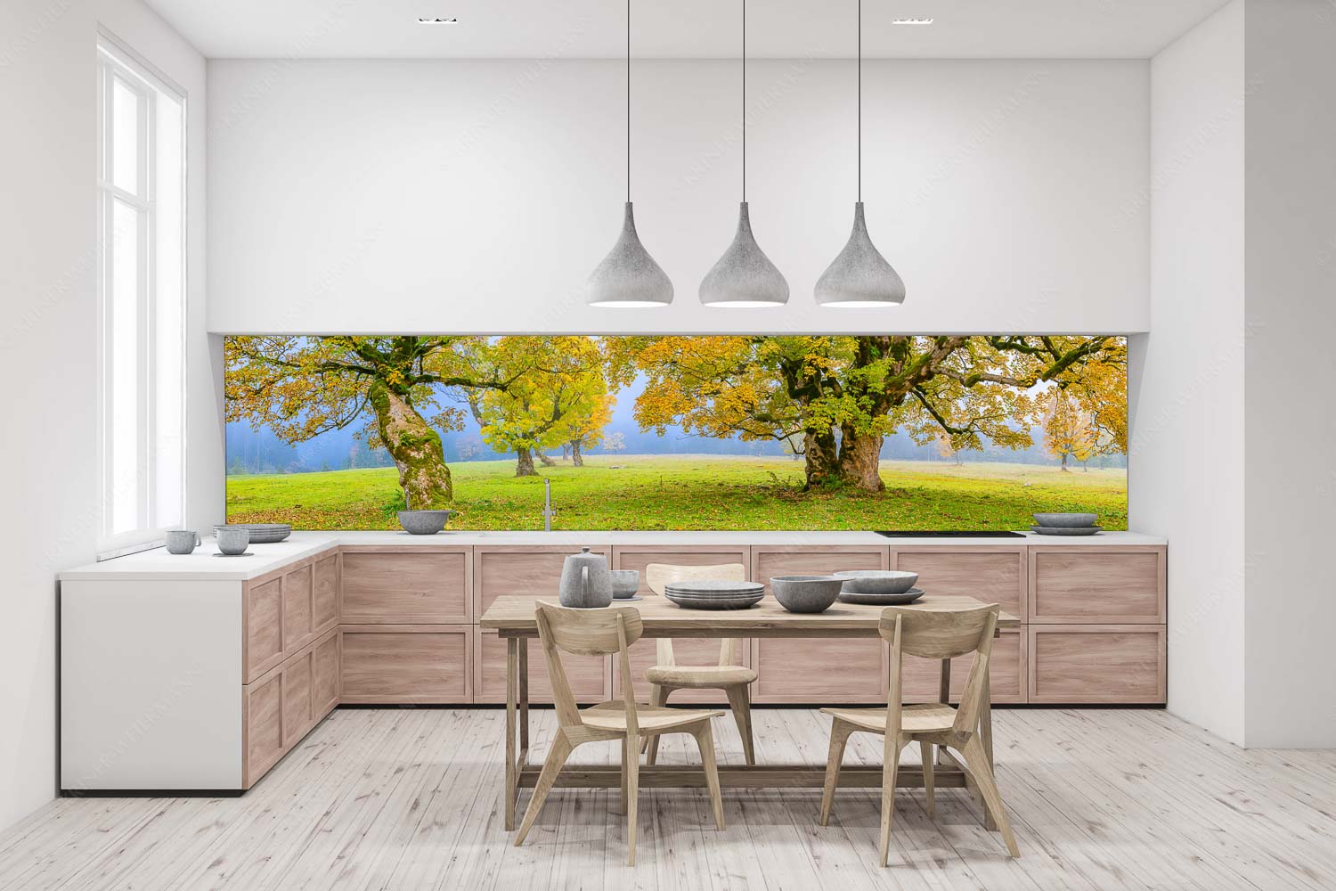 Stille Farben – Küchenrückwand – Größe ca. 400x100cm, Seitenverhältnis 4:1 — Bergahorne Herbst Karwend Bergahorne in herbstlicher Pracht im Karwendelgebirge - Stille Farben - Küchenrückwand - Größe ca. 400x100cm, Seitenverhältnis 4:1 - Bergahorne Herbst Karwend - weitere Infos unter https://www.kriner-weiermann.de