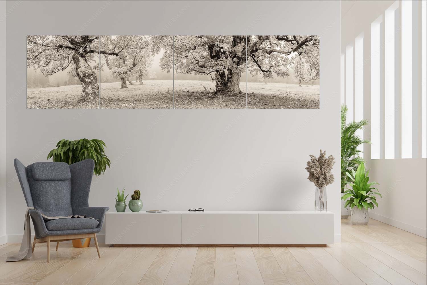 Stille Farben – Wandbild – 4er Split, Größe ca. 280x70cm, Seitenverhältnis 4:1 — Bergahorne Herbst Karwend Bergahorne in herbstlicher Pracht im Karwendelgebirge - Stille Farben - Wandbild - 4er Split, Größe ca. 280x70cm, Seitenverhältnis 4:1 - Bergahorne Herbst Karwend - weitere Infos unter https://www.kriner-weiermann.de