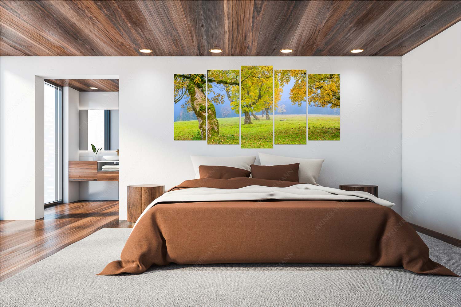 Stille Farben – Wandbild – 5er Split, Größe ca. 200x100cm, Seitenverhältnis 2:1 — Bergahorne Herbst Karwend Bergahorne in herbstlicher Pracht im Karwendelgebirge - Stille Farben - Wandbild - 5er Split, Größe ca. 200x100cm, Seitenverhältnis 2:1 - Bergahorne Herbst Karwend - weitere Infos unter https://www.kriner-weiermann.de