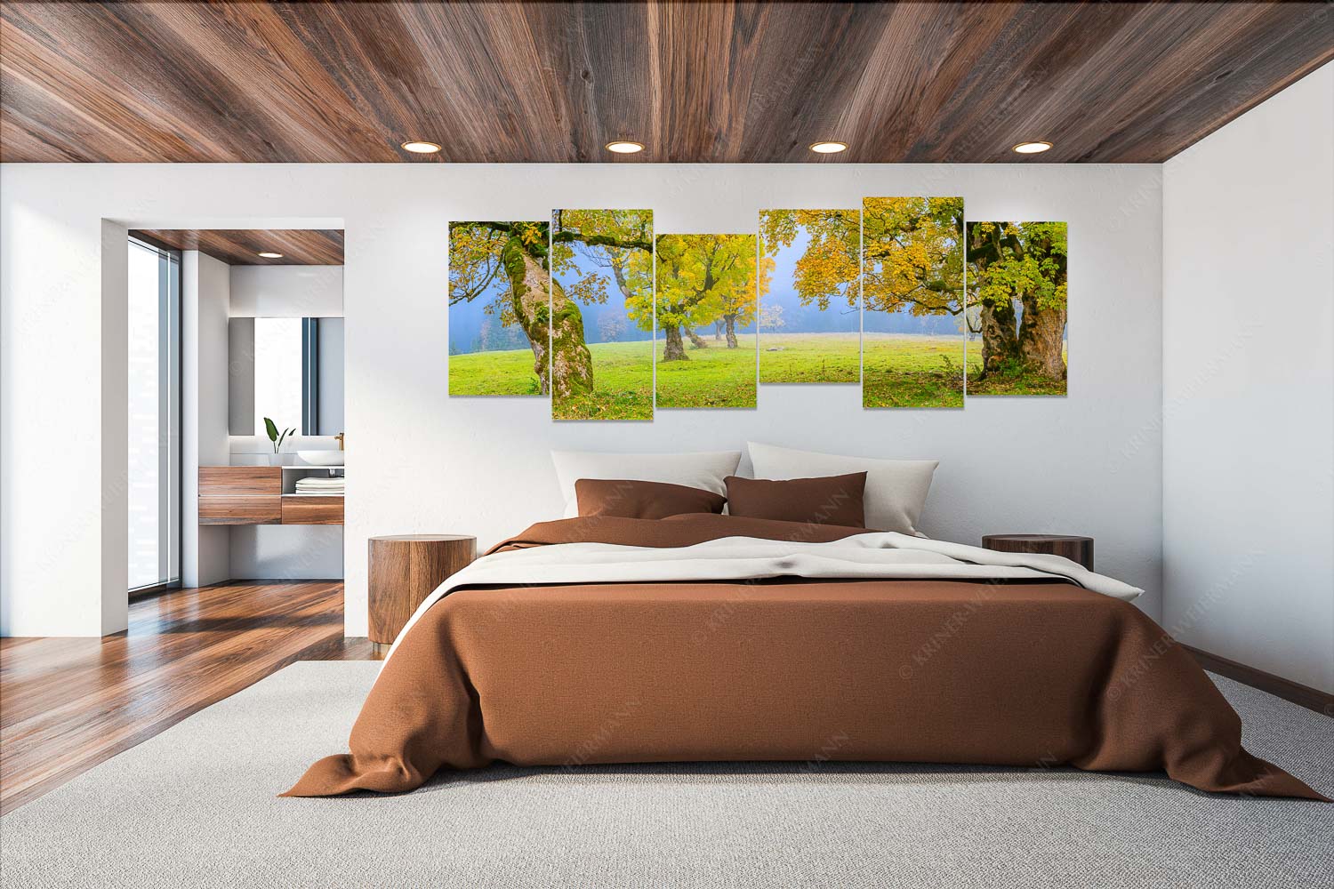 Stille Farben – Wandbild – 6er Split, Größe ca. 280x112cm, Seitenverhältnis 2,5:1 — Bergahorne Herbst Karwend Bergahorne in herbstlicher Pracht im Karwendelgebirge - Stille Farben - Wandbild - 6er Split, Größe ca. 280x112cm, Seitenverhältnis 2,5:1 - Bergahorne Herbst Karwend - weitere Infos unter https://www.kriner-weiermann.de